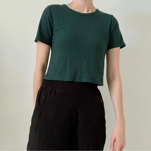 Dark Green Short Sleeve Crop Top